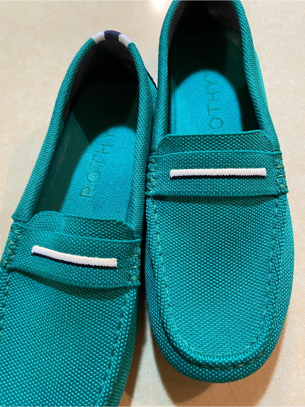 Rothy's womens bright green Canvas Driving Loafers